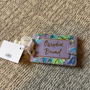 NWT Lilly Pulitzer Paradise Bound Purple and Gold Luggage Tag